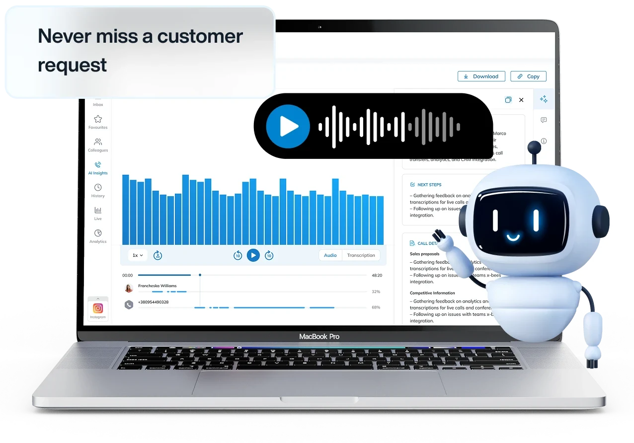 Visual ufficiale dell’analisi commerciale delle conversazioni x-bees